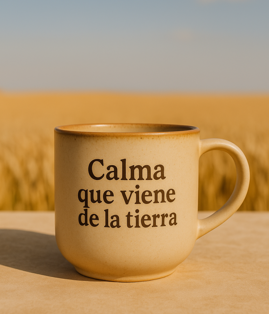 Taza Aura Castilla con diseño minimalista inspirada en la calma rural de Castilla y León.