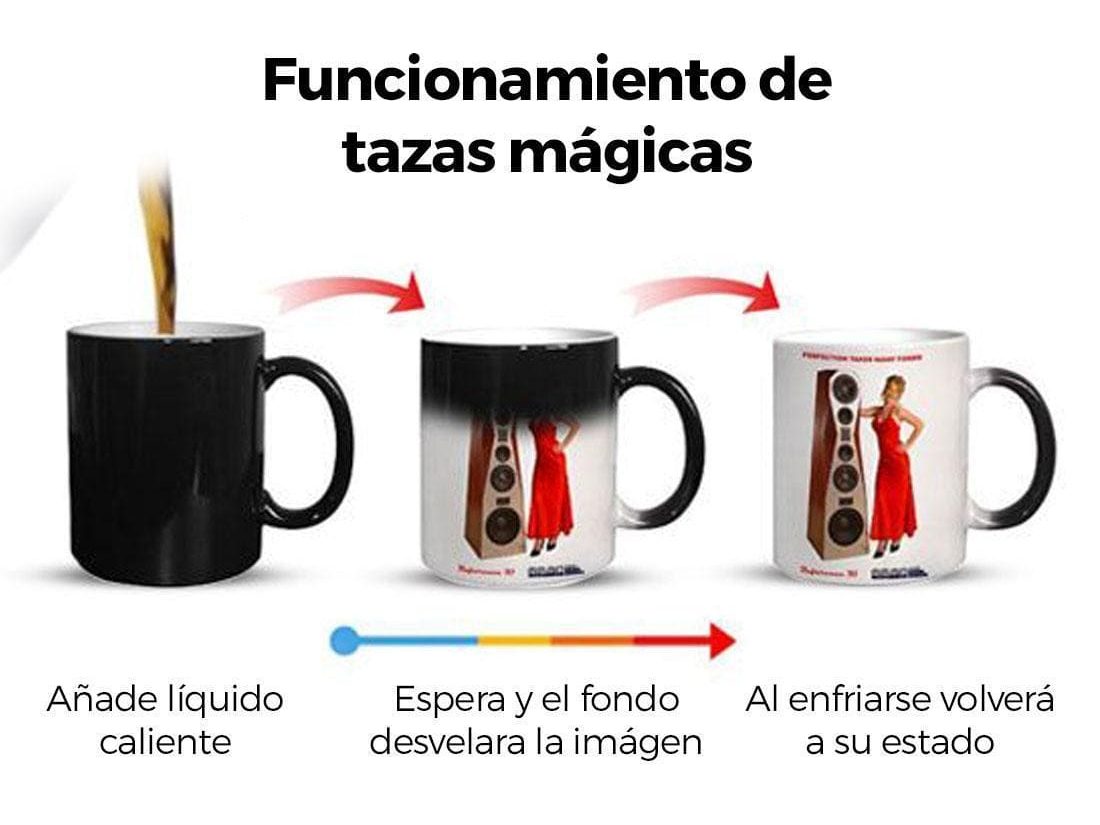 Tazas que cambian de color funcionamiento paso a paso con líquido caliente.